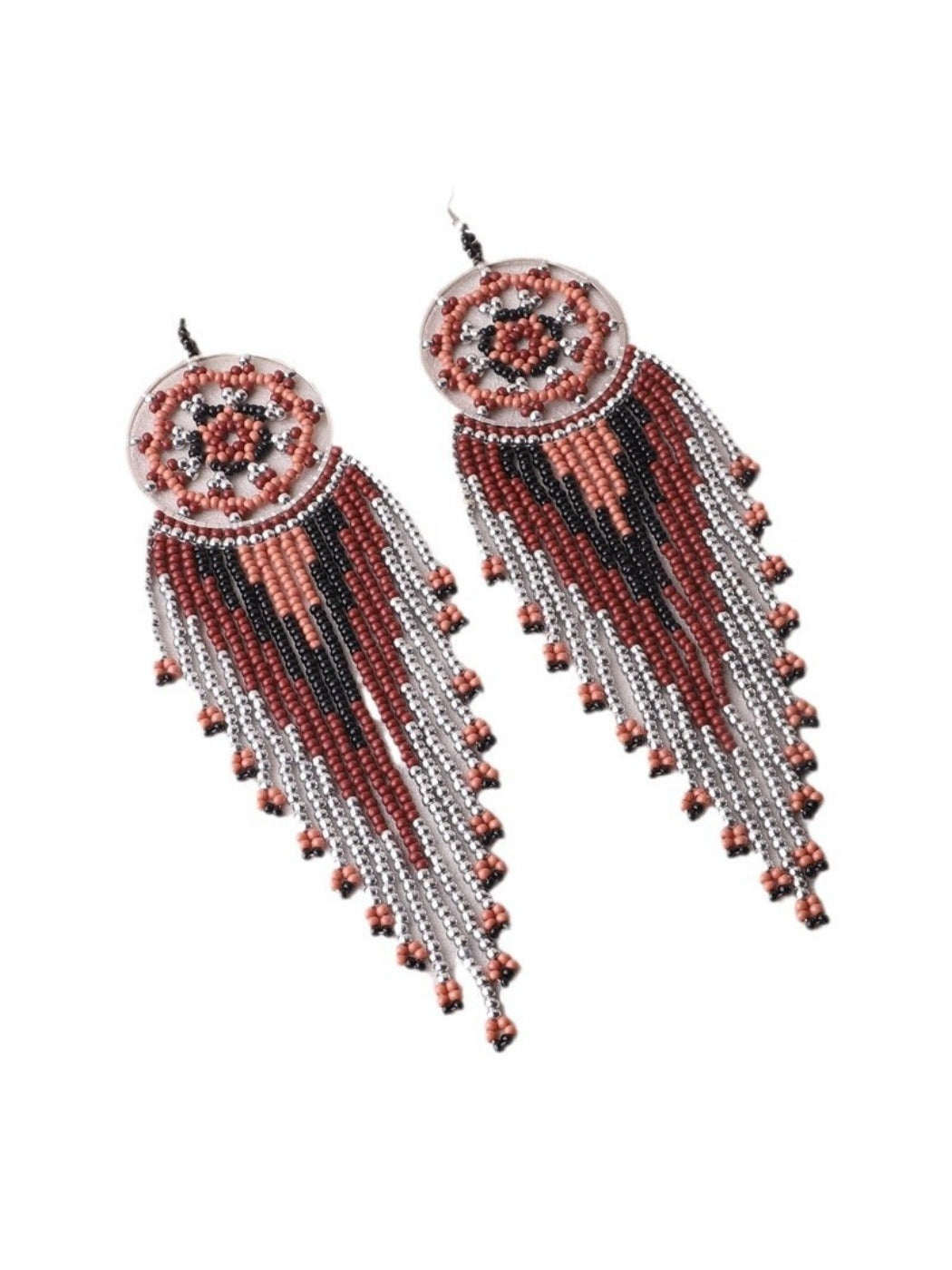 Earwish - Boho Colorful Beaded Fringe Earrings - Playful &amp; Brightly