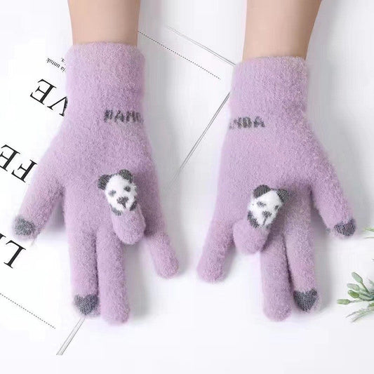 Bear Jacquard Knit Gloves