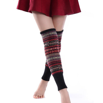 Bohemia Knit Leg Warmers Knitted Over Knee-High Stocking