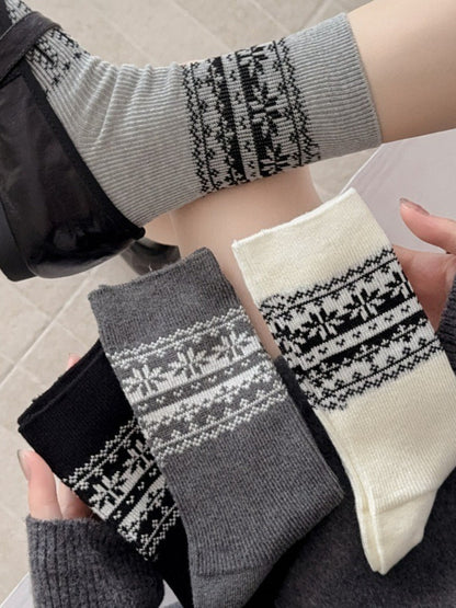 Rufia - Double-knit Mid-calf Socks with Bohemian-style
