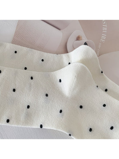 Rufia - Polka Dot Print Mid-Crew Socks with Ruffle Trim