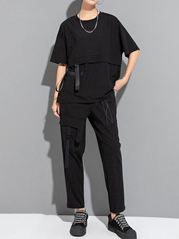 Harem Pants Ninth Pants Pockets Split-Joint Casual Pants Bottoms Ninth Pants