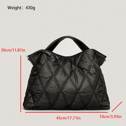 Trendy Solid Cotton Padded Tote Shoulder Bag