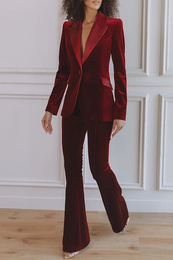 Delicate Daze Velvet High Rise Elastic Waist Flare Pants
