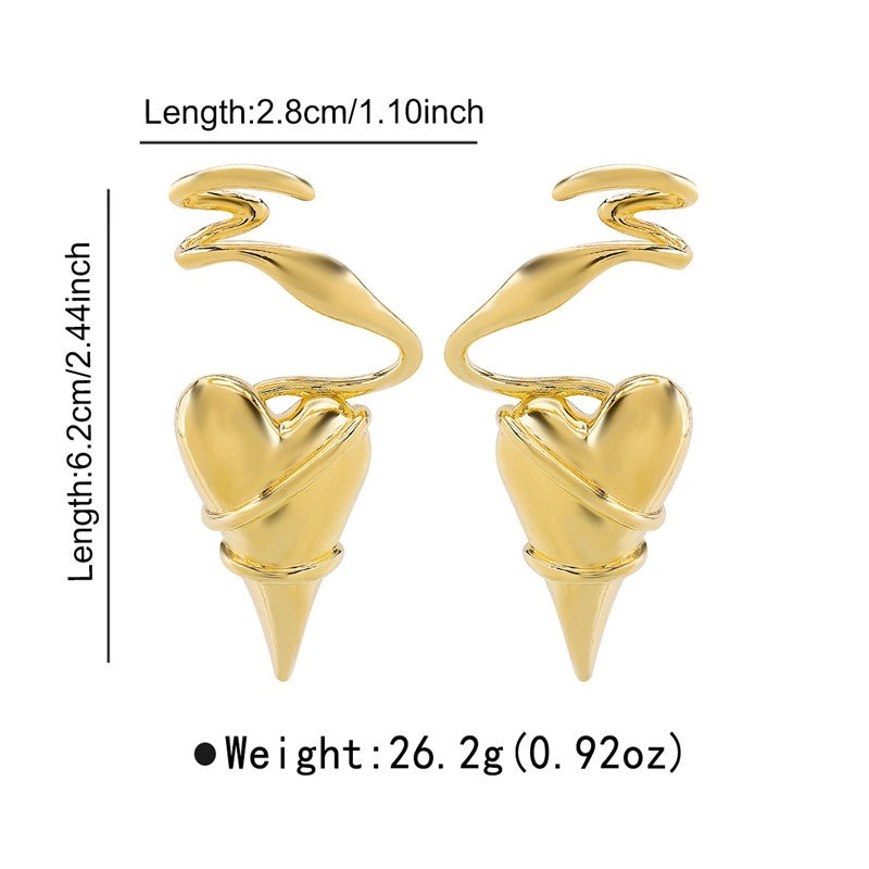 Geometric Line Wrapped Heart Earrings