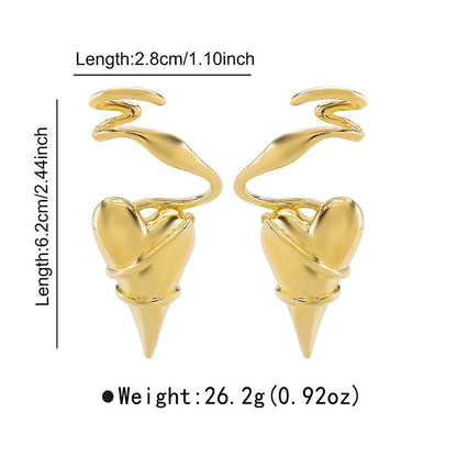 Geometric Line Wrapped Heart Earrings