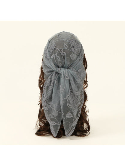 Scarvii - 31.5'' Elegant Rose Embroidered Square Scarf