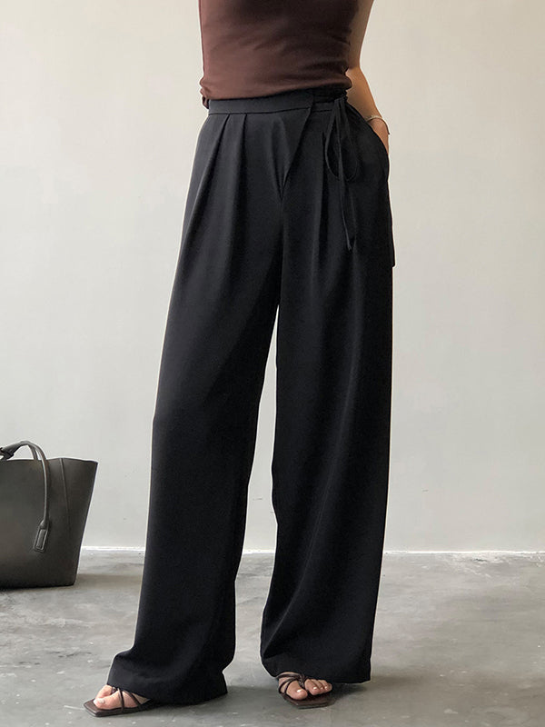Urban Wide Leg Bandage Solid Color Pants