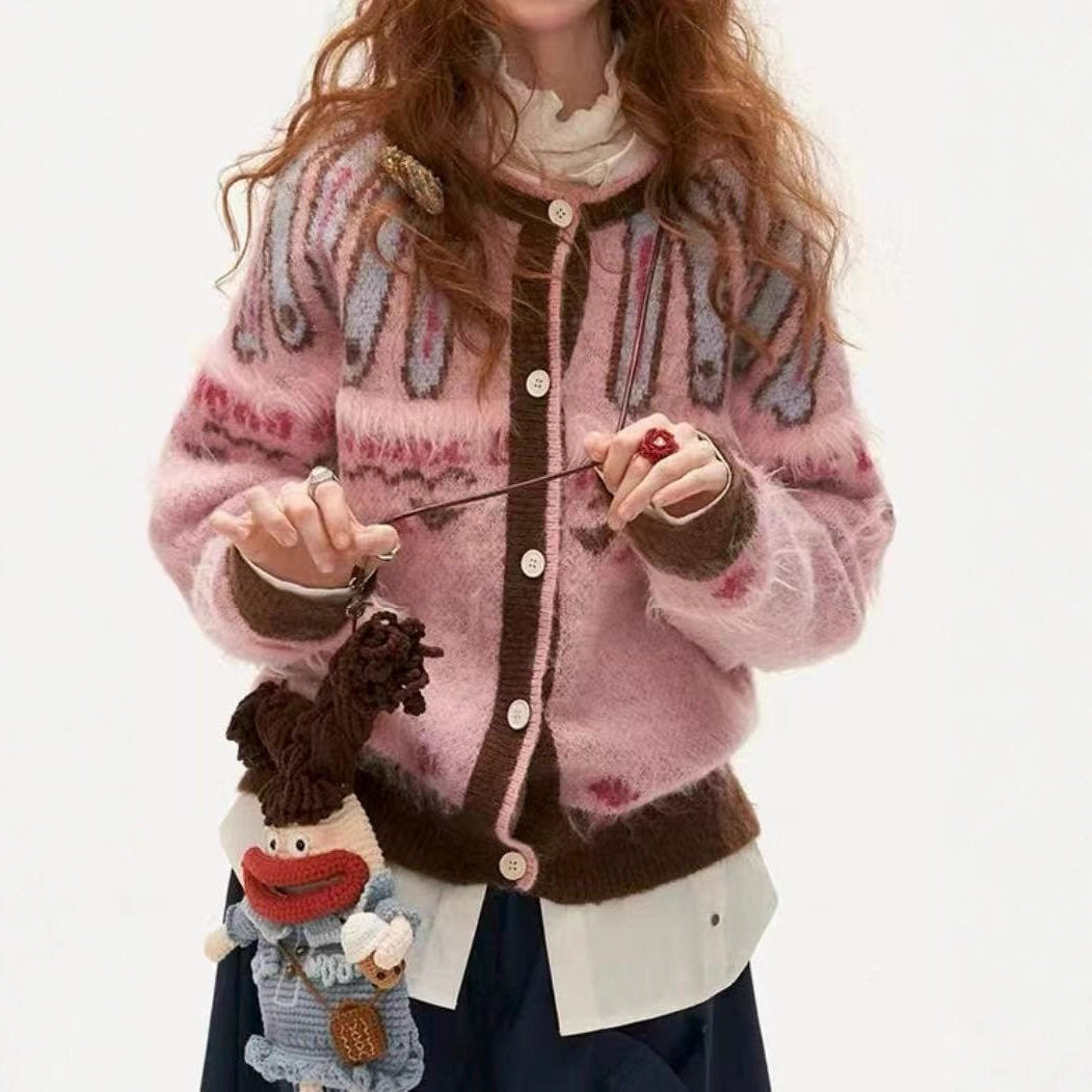 Vintage Jacquard Knit Cardigan