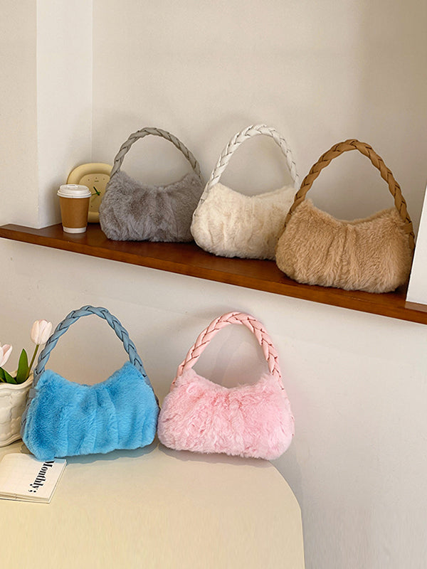 Pleated Split-Joint Woven Bags Handbags