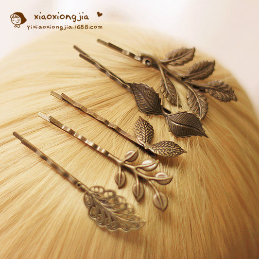Vintage Leaf Hair Clips Retro Forest Style Hair Accessories