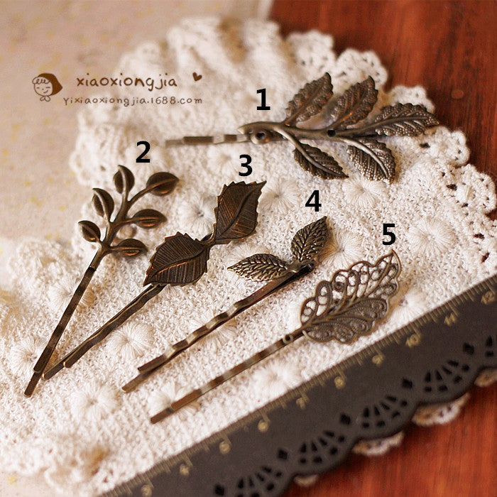 Vintage Leaf Hair Clips Retro Forest Style Hair Accessories