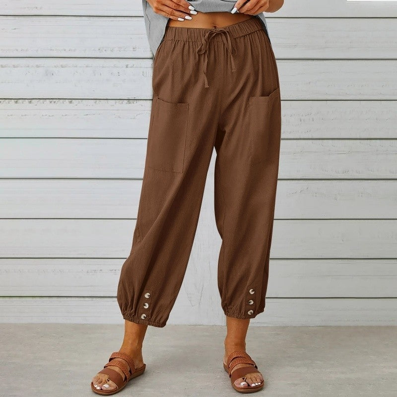 Solid Color High Waist Wide Leg Pants
