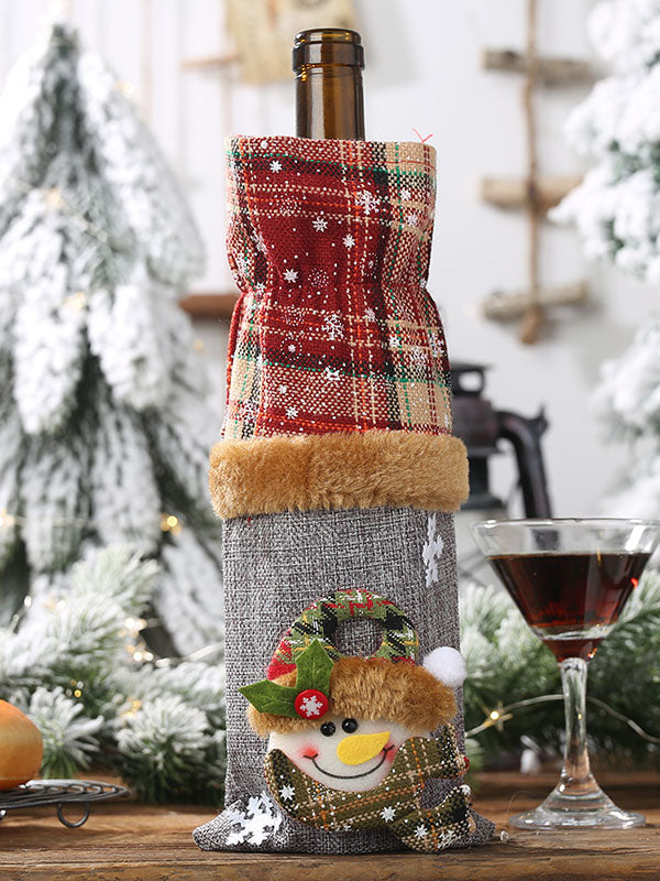 Christmas Checkered Split-Joint Wine Bags