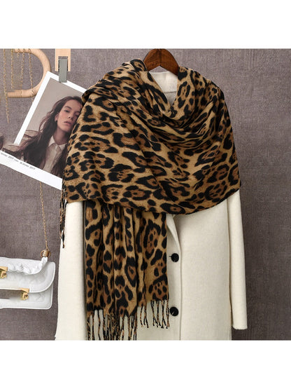 Sscarvii - Leopard Print Winter Neck Scarf