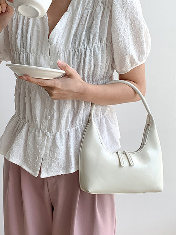 Geometric Split-Joint Zipper Shoulder Bags Handbags