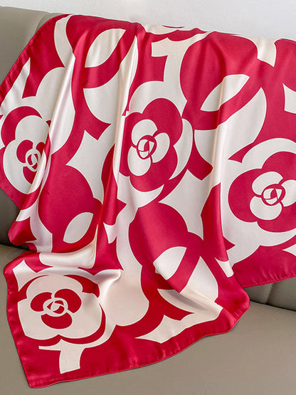 Square Contrast Color Floral Printed Scarfs&Hats
