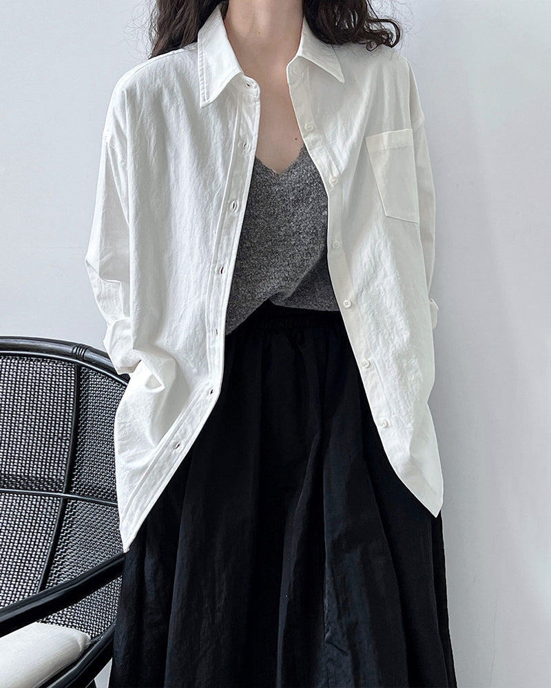 Long Sleeves Loose Blouses&Shirts Tops Outerwear Tops