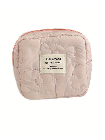 Cosbai - Quilted Floral Candy Color Coin Pouch