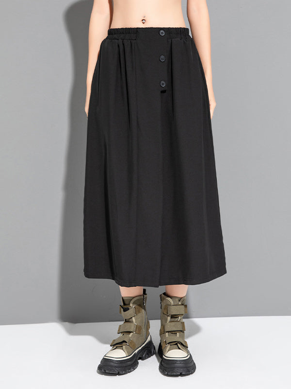 False Two High Waisted Solid Color Casual Pants Bottoms Culotte
