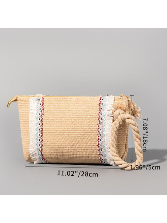 Cosbai - Brown Minimalist Woven Clutch Bag - Boho &amp; Chic