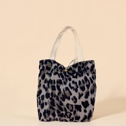 Small Corduroy Leopard Print Handbag