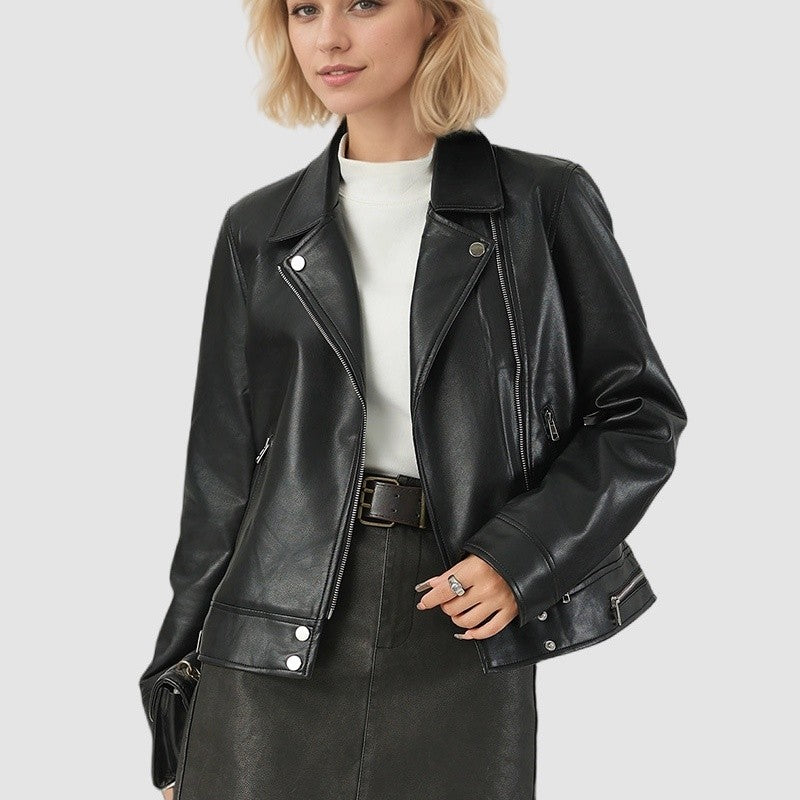 Short Lapel Leather Jacket