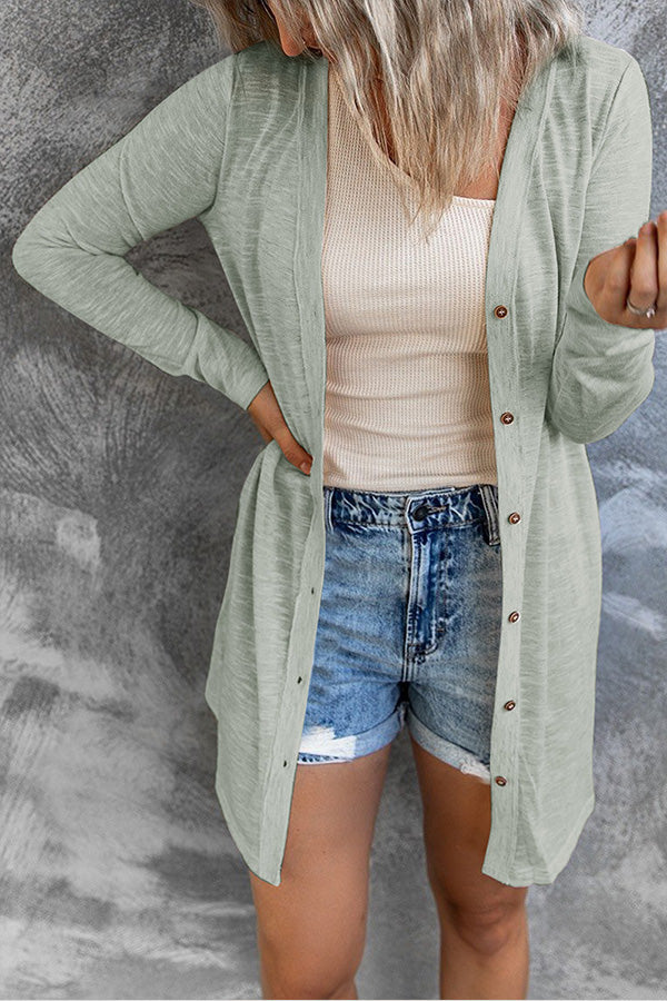 Casual Button Front Open Front Cover Up