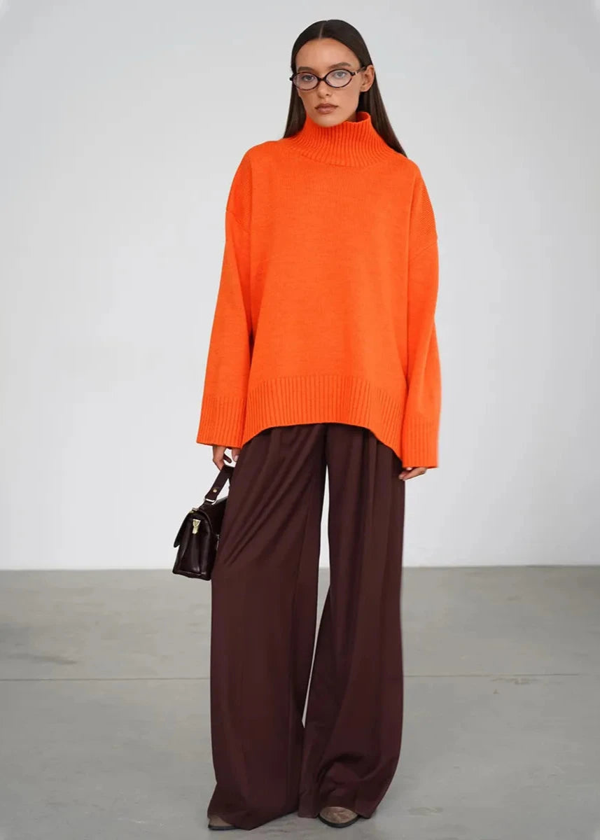 Oversized Knit Sweater Soft Fabric Turtleneck