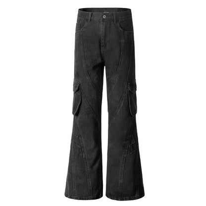 Washed Distressed Flared Skinny Jeans