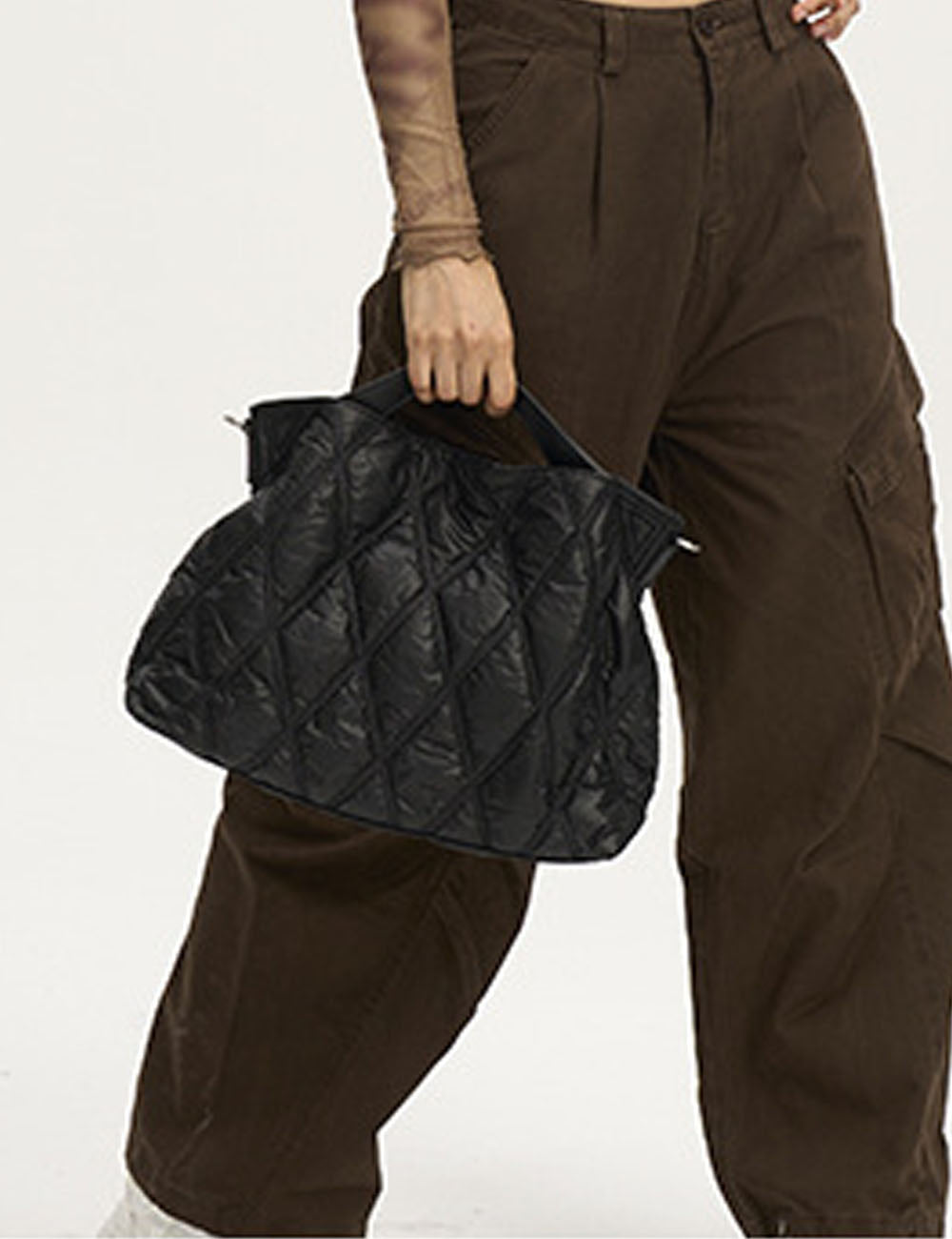 Trendy Solid Cotton Padded Tote Shoulder Bag