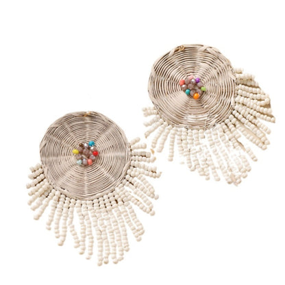 Earwish - Boho Woven Beaded Fringe Earrings - Vintage &amp; Special