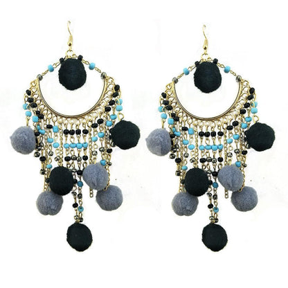 Bohemian Statement Ball Hairpin Exaggerated Earrings Pendant Earrings
