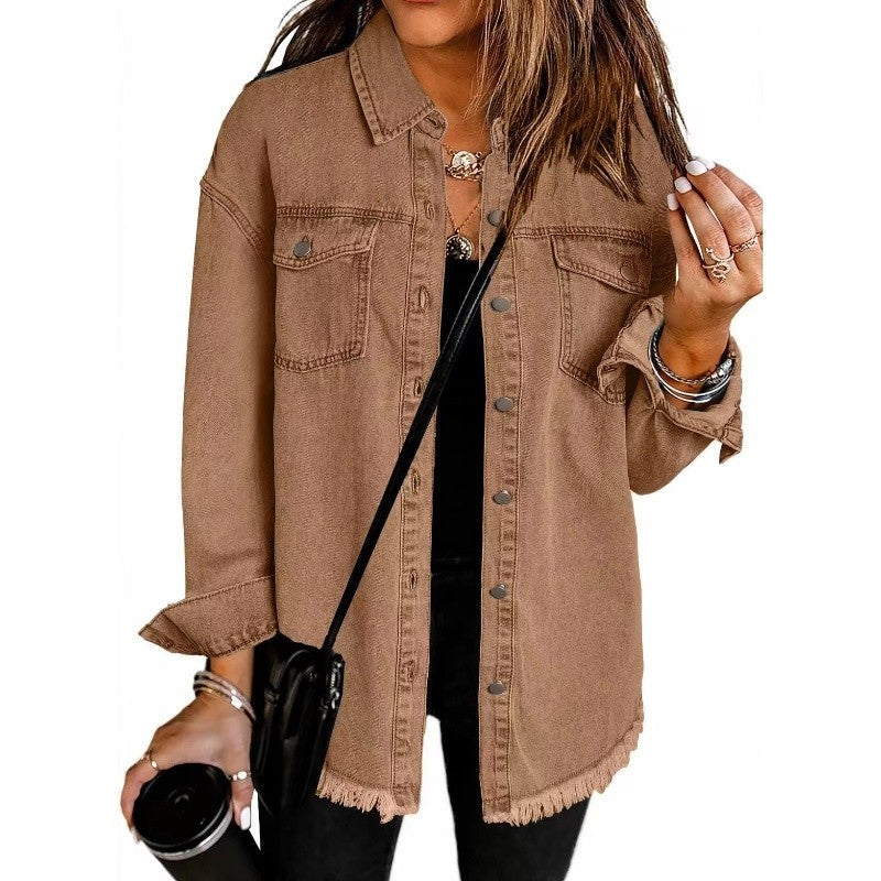 Solid Color Denim Shirt
