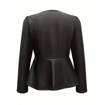 Fleece Lined Short Leather Blazer Jacket