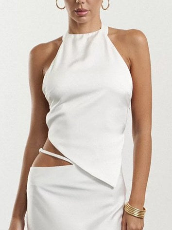 Sexy Irregular Backless Halter Strapless Top