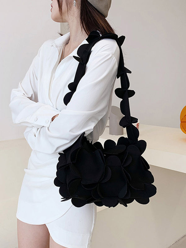 Flower Shape Solid Color Zipper Crossbody Bags