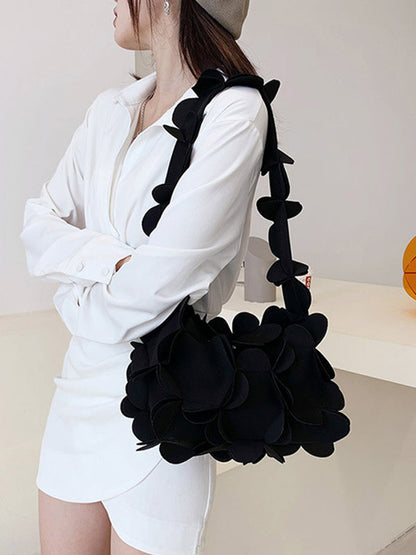 Flower Shape Solid Color Zipper Crossbody Bags