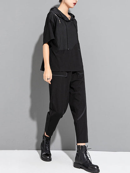 Harem Pants Ninth Pants Solid Color Split-Joint Casual Pants Bottoms Ninth Pants