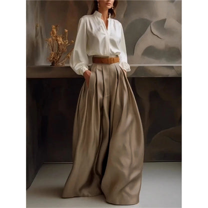 Loose Wide Leg Solid Color Casual Pants Bottoms Trousers