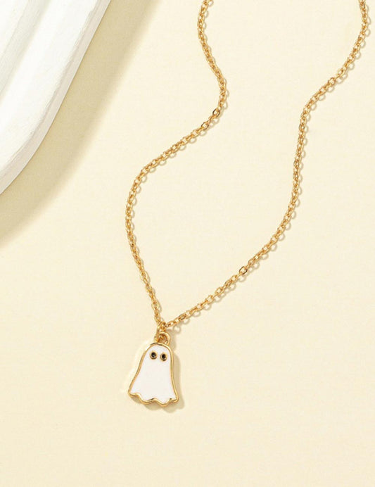 Halloween Simple Cute Ghost Pendant Necklace
