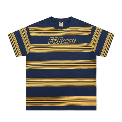 Black White Stripe Print T-Shirt
