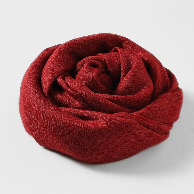 Solid Color Cotton And Linen Beach Long Scarf