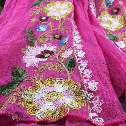 Embroidery Linen Flower Shawl Cotton And Linen Versatile Long Sunscreen Travel Scarf