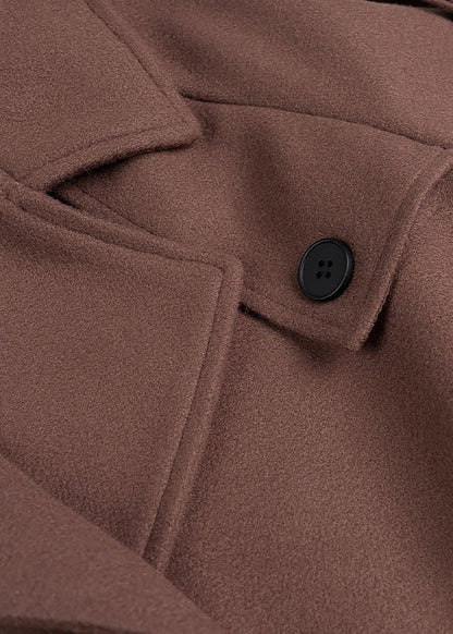 Cropped Wool Blend Belted Trench Jacket