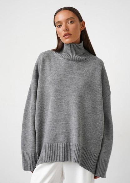 Loose Fit Cotton Knit Turtleneck Sweater