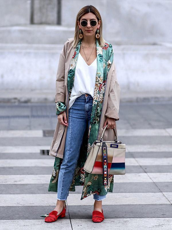 Fashion Floral Printed Cover-Up Outwear