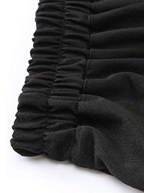 Simple Loose Wide Leg Solid Color Casual Three-Quarter Pants Bottoms