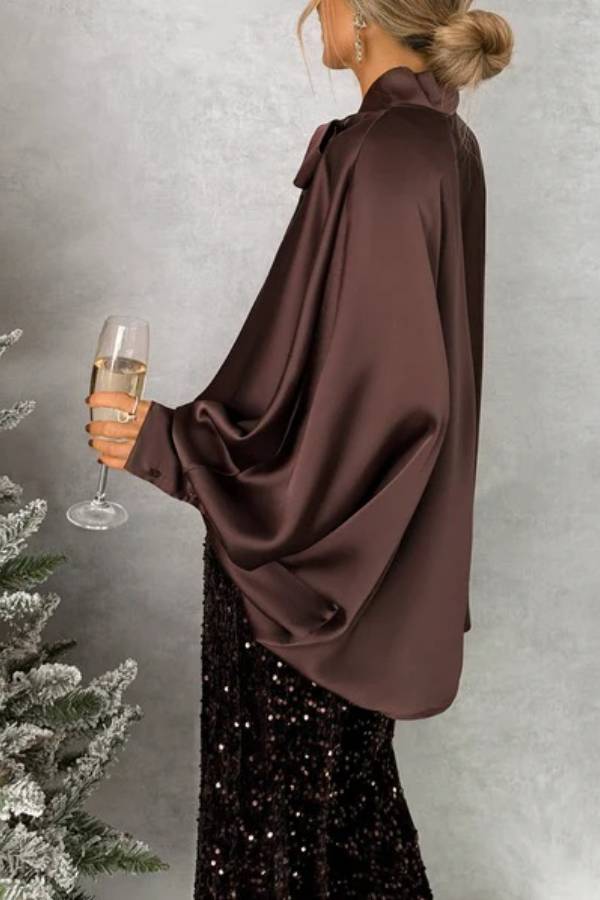 BLUSA SATÉN CHOCOLATE OVERSIZED