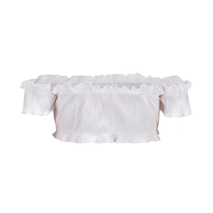 Off Shoulder Short-Sleeved Chest Wrapped Spring Chest Fungus Thread Stretch Top Vest 9 Colors